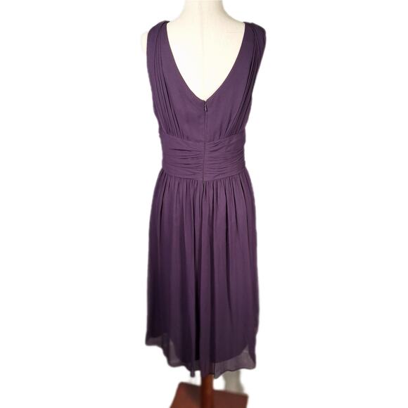 NWT $240 Donna Morgan Purple Silk Cocktail Dress, 14, Sleeveless with Pleating - Picture 3 of 8